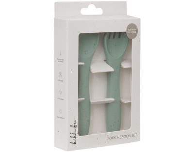 KikkaBoo Príbor 2-dielny Platinum Silicone Sage