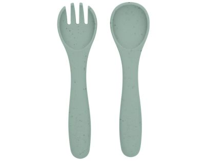 KikkaBoo Príbor 2-dielny Platinum Silicone Sage