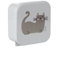 KikkaBoo Súprava boxov na desiatu 4 ks Kitty Cat Grey 4