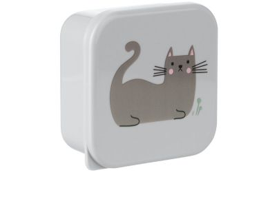 KikkaBoo Súprava boxov na desiatu 4 ks Kitty Cat Grey