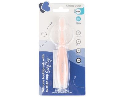 KikkaBoo Silikónová kefka s prísavkou Softy Pink