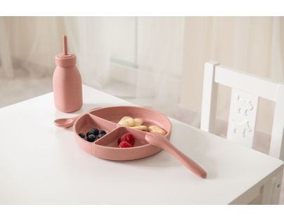 KikkaBoo Tanier delený s prísavkou Platinum Silicone Blush