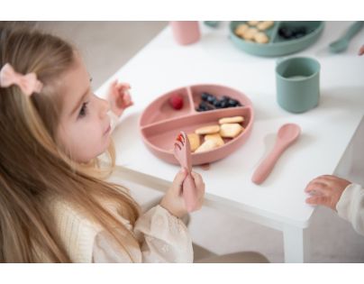 KikkaBoo Tanier delený s prísavkou Platinum Silicone Blush