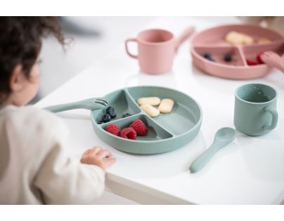 KikkaBoo Tanier delený s prísavkou Platinum Silicone Sage