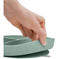 KikkaBoo Tanier delený s prísavkou Platinum Silicone Sage 3