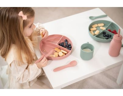 KikkaBoo Tanier delený s prísavkou Platinum Silicone Sand
