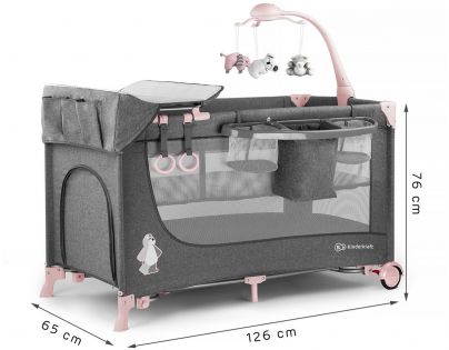 Kinderkraft Postieľka cestovná Joy s doplnkami Pink