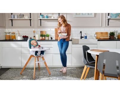 Kinderkraft Stolička jedálenská 2 v 1 Tixi turquoise