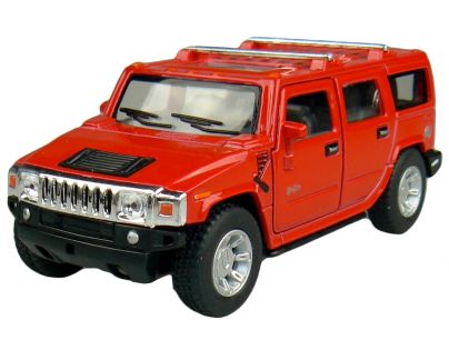 Kinsmart Auto Hummer H2 na zpětné natažení 12cm - Červená