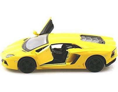 Kinsmart Auto Lamborghini na spätné natiahnutie 13 cm Aventador žlté 1:36