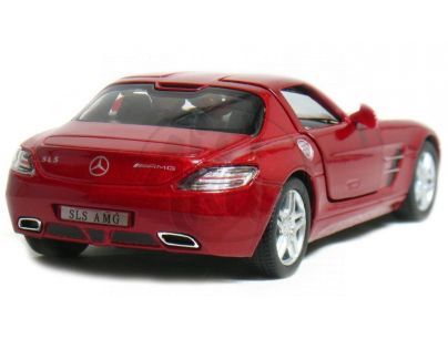 Kinsmart Auto Mercedes Benz SLS AMG na zpětné natažení 13cm - Červená