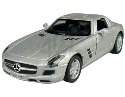 Kinsmart Auto Mercedes Benz SLS AMG na zpětné natažení 13cm - Stříbrná