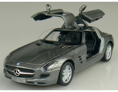 Kinsmart Auto Mercedes Benz SLS AMG na zpětné natažení 13cm - Tmavě šedá