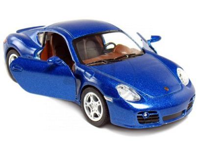 Kinsmart Auto Porsche Cayman S na zpětné natažení 13cm - Modrá