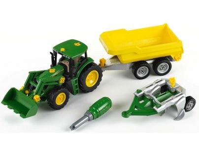 Klein John Deere Traktor se sklápěcím přívěsem a pluhem