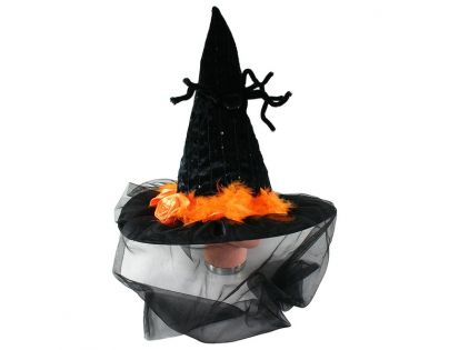Klobouk halloween se závojem a pavoukem