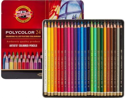 Koh-i-noor sada umeleckých pasteliek POLYCOLOR 24 ks v plechovej krabičke