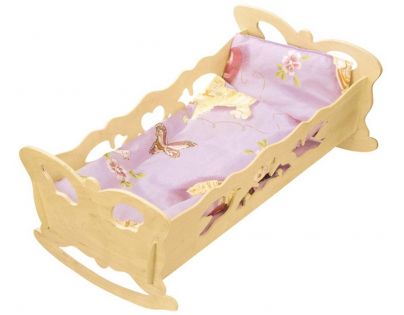 Kolíska pre bábiky drevená extra veľká 47 cm bábiky s perinkou medvedík