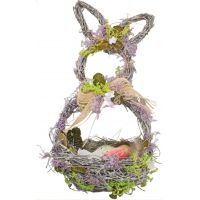 Anděl Košík prútený s levanduľou v tvare zajaca 29 cm