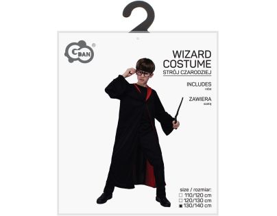 Kostým Čarodejník čierno-červený 130-140 cm