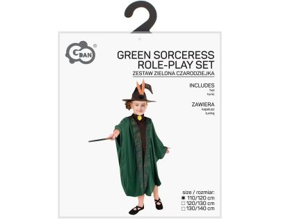 Kostým Kúzelník-Kúzelníčka zelený 110-120 cm