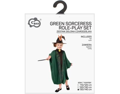 Kostým Kúzelník-Kúzelníčka zelený 130-140 cm