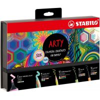 Súprava - Kreatívna sada Pastel STABILO ARTY - 50 ks sada - zvýrazňovače, viacúčelové farbičky, akvarelové farbičky, jemné linery a prémiové vláknové fixy 6