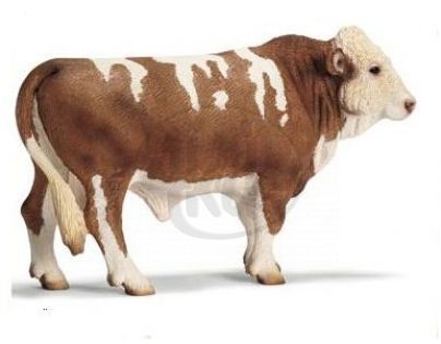 Schleich 13640 - Zvířátko - simentálský býk (český strakatý skot)