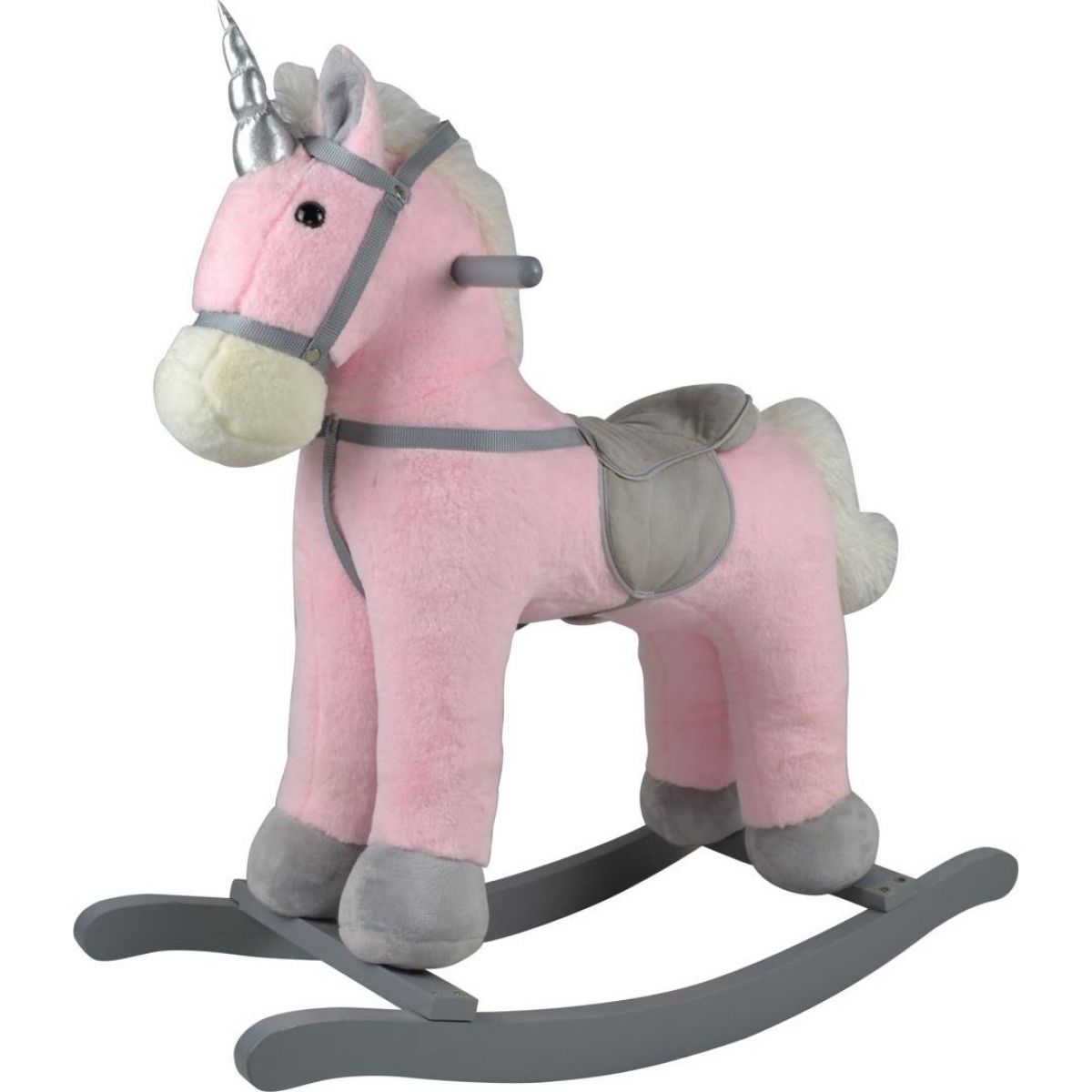 Kôň hojdacia ružový jednorožec plyšový na batérie so zvukom a pohybom