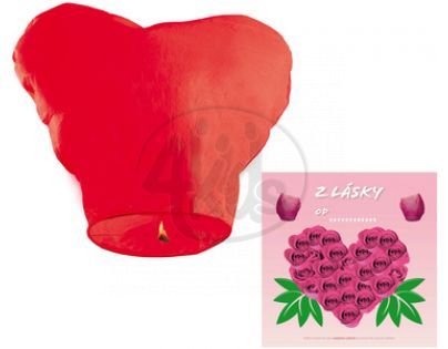 Lampion štěstí létající Valentýn srdce