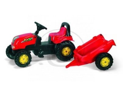 Rolly Toys 012503 - Šlapací traktor Rolly Kid-X s vlečkou-červený