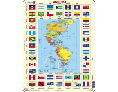 Larsen Výučbové puzzle Mapa Ameriky a vlajky