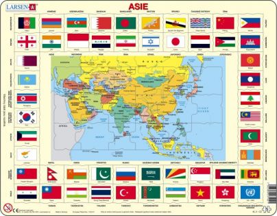 Larsen Výučbové puzzle Mapa Ázie a vlajky