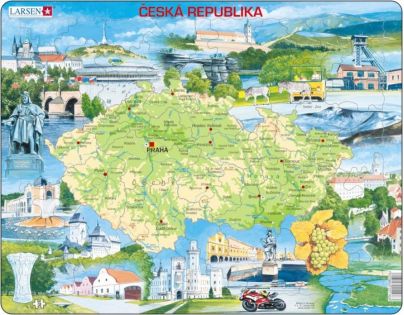 Larsen Puzzle Mapa Čiech Atraktívne miesta