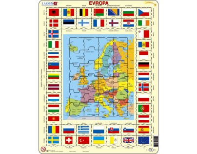 Larsen Výučbové puzzle Mapa Európy a vlajky