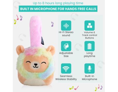 Lazerbuilt Squishmallows Plush Bluetooth Headphones - Leonard