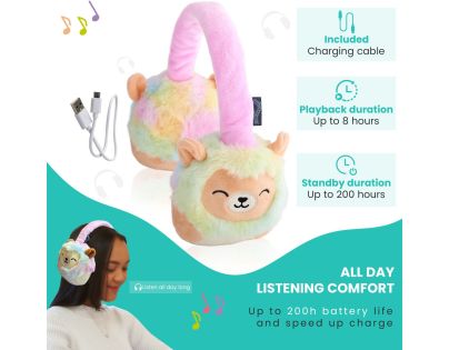Lazerbuilt Squishmallows Plush Bluetooth Headphones - Leonard