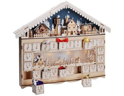 Solight Adventný kalendár Horská chata 10 LED 50 x 40 cm