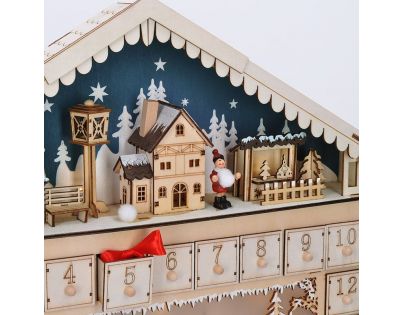 Solight Adventný kalendár Horská chata 10 LED 50 x 40 cm