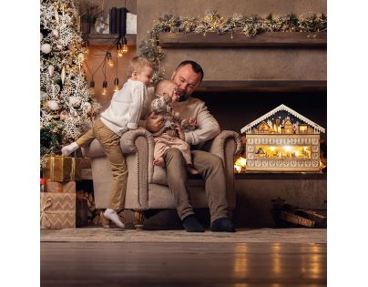 Solight Adventný kalendár Horská chata 10 LED 50 x 40 cm
