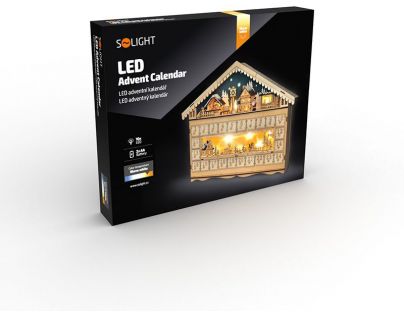 Solight Adventný kalendár Horská chata 10 LED 50 x 40 cm
