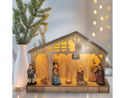 Solight Drevený Betlehem 7 LED 30 x 21 cm