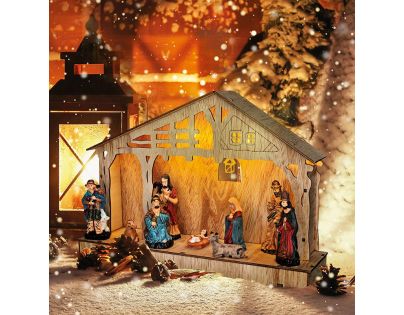 Solight Drevený Betlehem 7 LED 30 x 21 cm