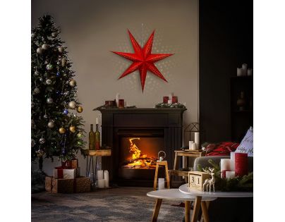 Solight Vianočná hviezda závesná 20 LED 60 cm červená