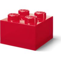 LEGO úložný box 4 s vekom - priehľadná červená