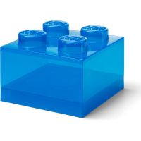 LEGO úložný box 4 s vekom - priehľadná modrá