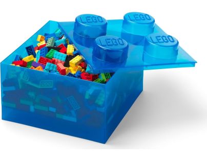 LEGO úložný box 4 s vekom - priehľadná modrá