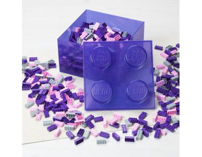 LEGO úložný box 4 s vekom - trblietavá fialová