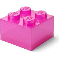 LEGO úložný box 4 s vekom - trblietavá ružová