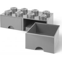 LEGO Úložný box 8 s šuplíky - šedá